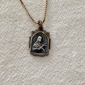 St. Therese pendent on gold chain Monet